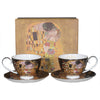 Bögre, csésze Porcelán teás csésze szett aljjal 2 személyes Klimt A Csók