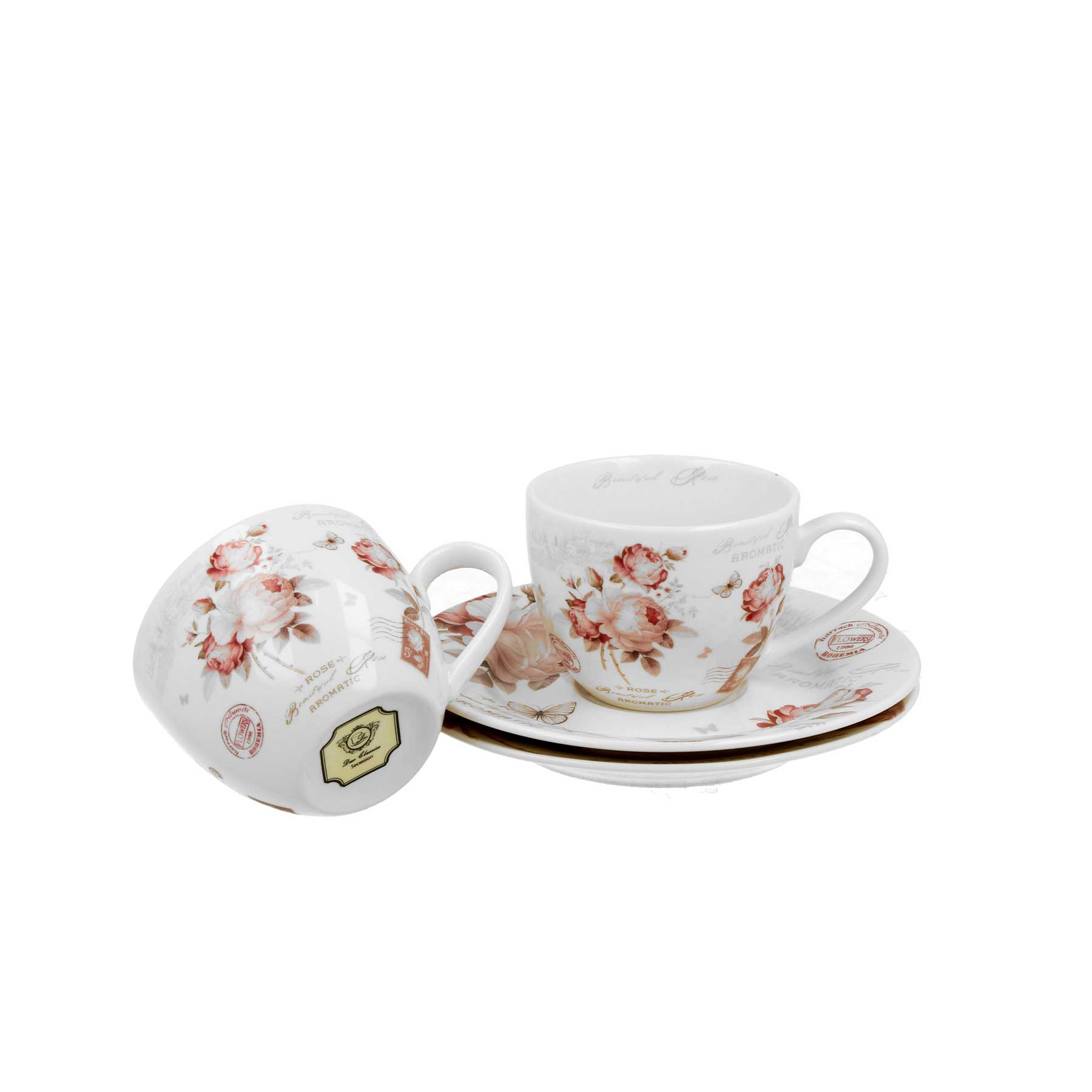 Bögre, csésze Porcelán vintage virágos eszpresszó kávés csésze 2 db szett Sesecja