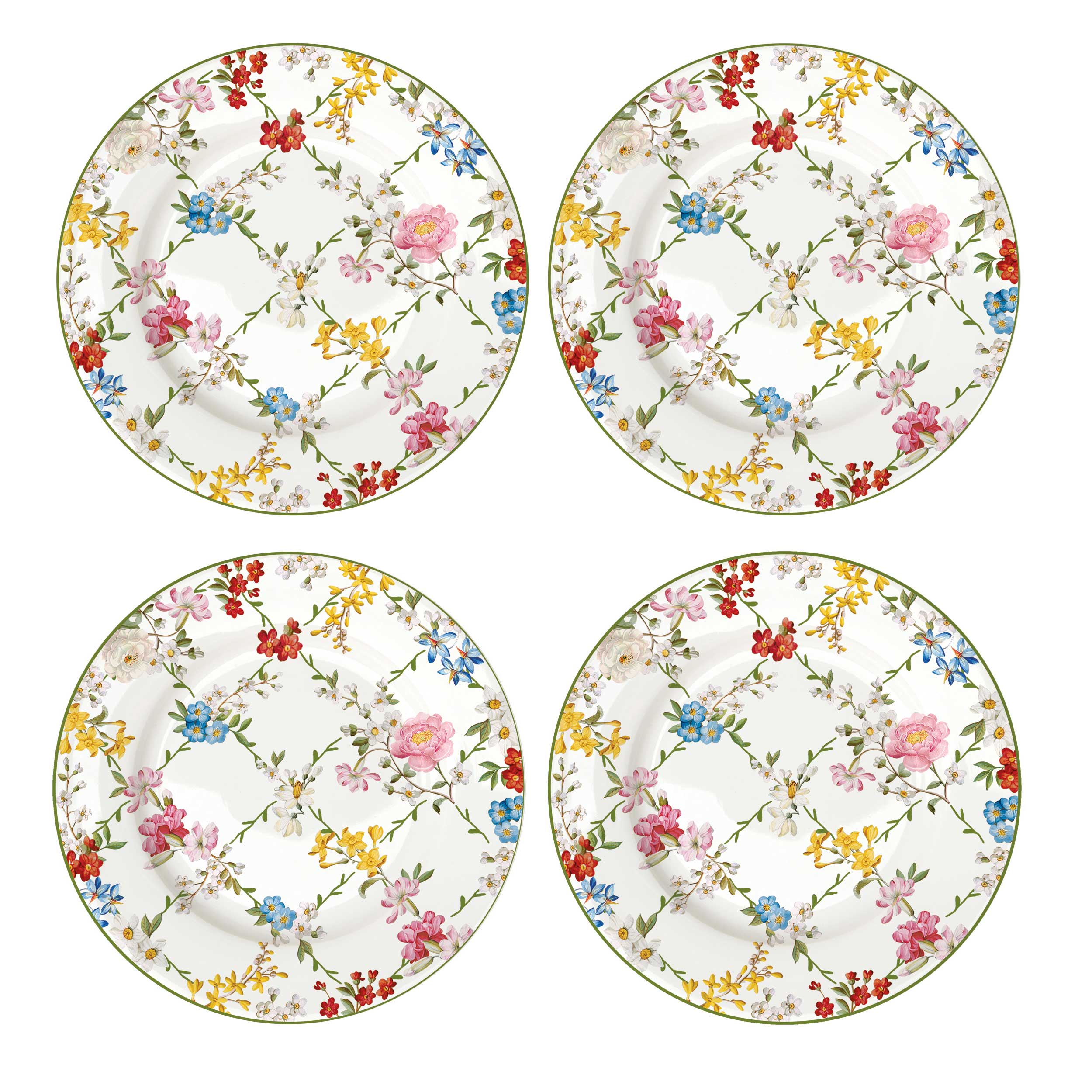 Tányér, étkészlet Porcelán virág mintás desszertes tányér 4 db szett Garden Dreams