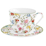 Bögre, csésze Porcelán virág mintás nagy reggeliző teáscsésze 370 ml díszdobozban Garden Dreams