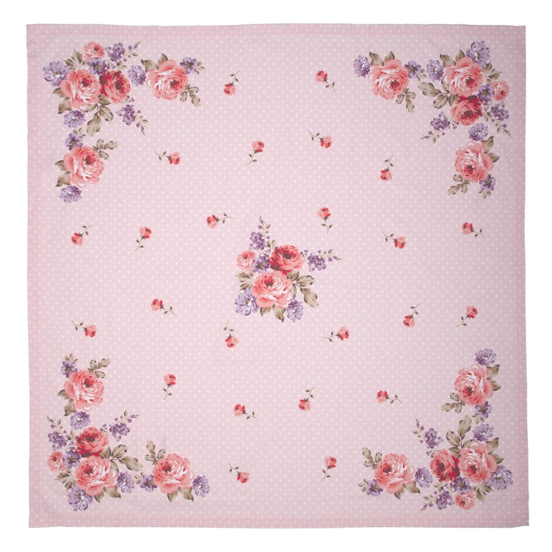 Asztalterítő Rózsa virágos pamut asztalterítő 150x150 cm Dotty Rose