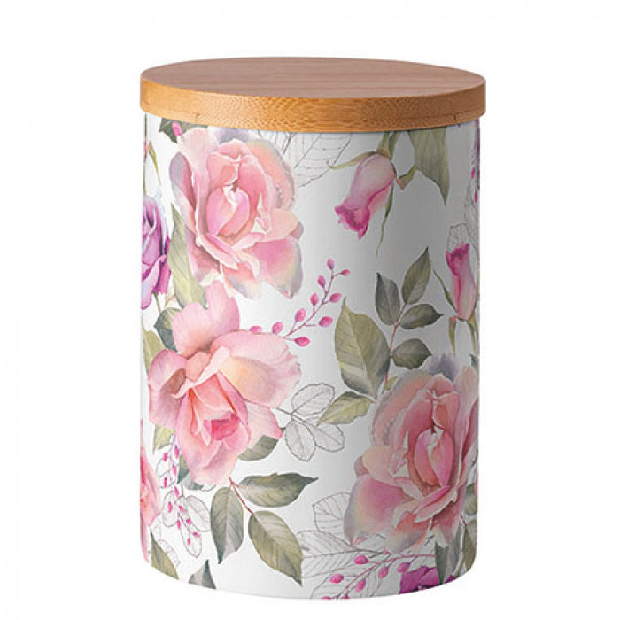 Tárolódoboz Rózsa virágos vintage porcelán konyhai tárolóedény 10X13,5 cm