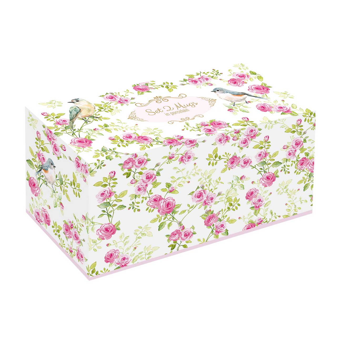Bögre, csésze Rózsás porcelán bögre arany szegéllyel 2db-os 350ml