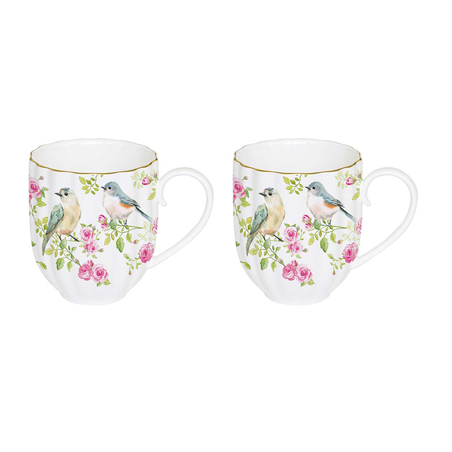 Bögre, csésze Rózsás porcelán bögre arany szegéllyel 2db-os 350ml
