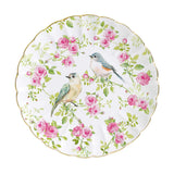 Tányér, étkészlet Rózsás porcelán desszertes tányér arany szegéllyel