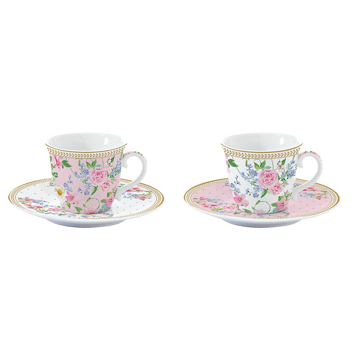 Bögre, csésze Rózsás porcelán eszpresszó kávés csésze 2 db díszdobozban Garden Joy