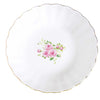 Tányér, étkészlet Rózsás porcelán mélytányér arany szegéllyel