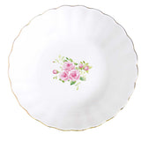 Tányér, étkészlet Rózsás porcelán mélytányér arany szegéllyel