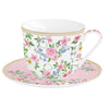Bögre, csésze Rózsás porcelán nagy reggeliző csésze aljjal díszdobozban Garden Joy