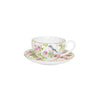 Bögre, csésze Rózsás porcelán teás csésze arany szegéllyel 200 ml