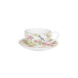 Bögre, csésze Rózsás porcelán teás csésze arany szegéllyel 200 ml