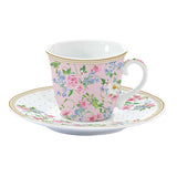Bögre, csésze Rózsás porcelán teáscsésze aljjal díszdobozban Garden Joy