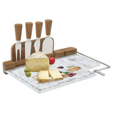 Sajtvágó Sajtvágókészlet üveglapos 4 db sajtvágó késsel Les Fromages
