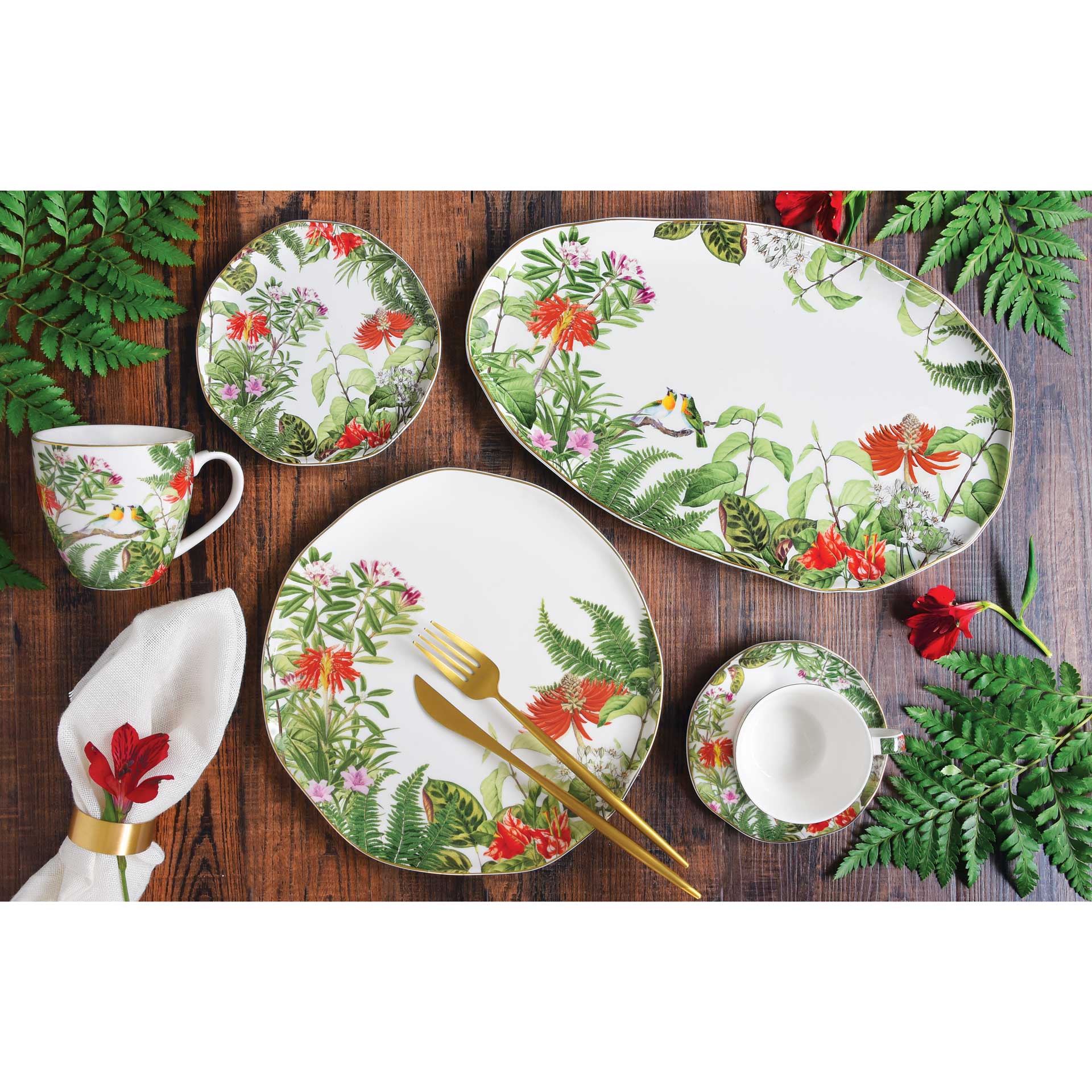 Tál Trópusi mintás porcelán tálka 12 cm Exotica