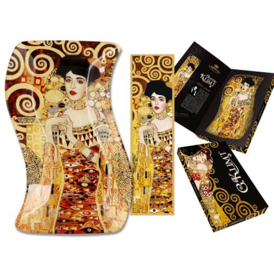 Tányér, étkészlet Üvegtányér hullámos papír könyvjelzővel,Klimt:Adele Bloch