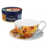 Bögre, csésze Van Gogh porcelán teás csésze Napraforgók díszdobozban