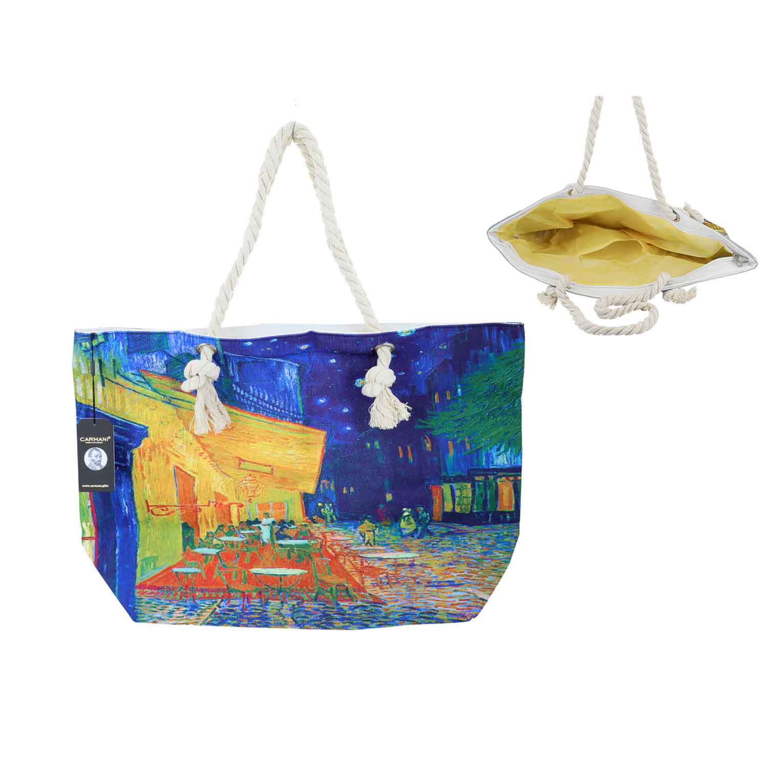 Táska Vászonhatású strandtáska Van Gogh Kávéház éjjel