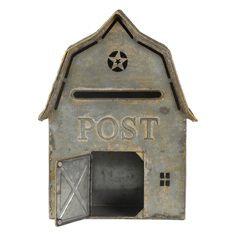 Postaláda Vintage fém postaláda házikó szürke Post