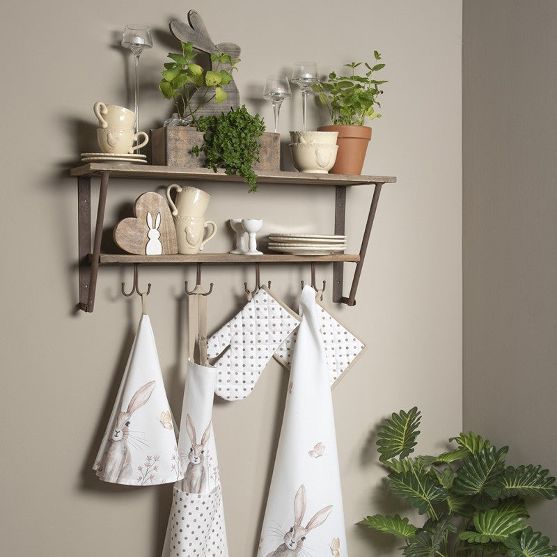 Konyhai kötény Vintage húsvéti nyuszi mintás pamut kötény Rustic Easter Bunny