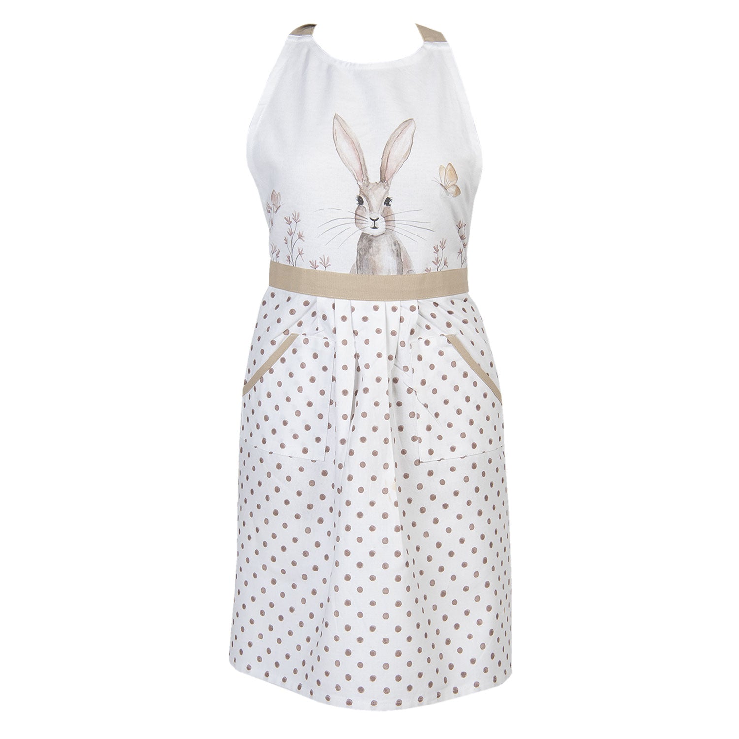 Konyhai kötény Vintage húsvéti nyuszi mintás pamut kötény Rustic Easter Bunny