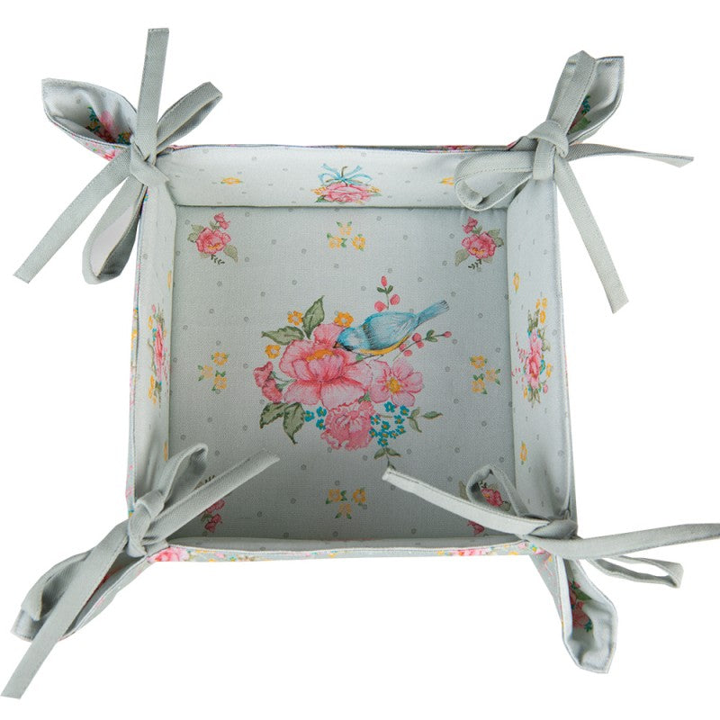 Kenyérkosár Vintage rózsás madárkás pamut kenyérkosár Cheerful Roses