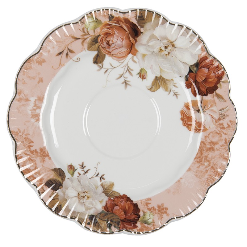 Bögre, csésze Vintage viktoriánus rózsa mintás porcelán teáscsésze aljjal arany peremmel 200 ml