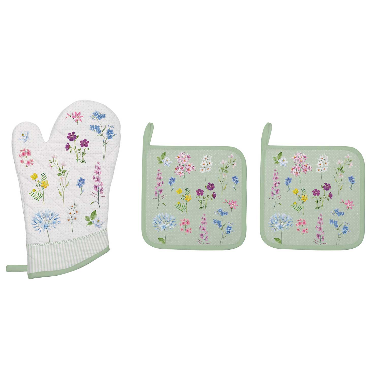 Edényfogó kesztyű Virág mintás edényalátét + edényfogó kesztyű Floraison