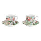 Tányér, étkészlet Virág mintás porcelán 2 személy kávés csésze szett Botanic Garden