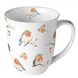 Gyertya Vörösbegy karácsonyi porcelán bögre 400 ml